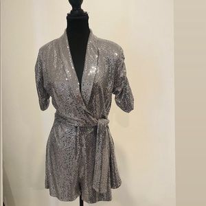Zara Metallic Silver Romper